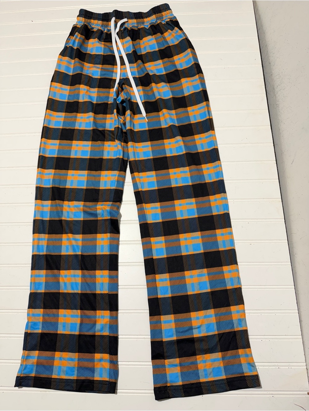 Slunks Performance Plaid Pajama Lounge Pants Blue/Orange size 2xs XXS - Unisex